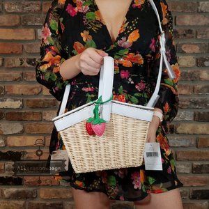 Kate Spade WICKER Picnic in the Park Basket Strawberry Bag Purse Crossbody